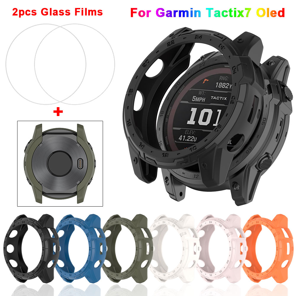 Android Smartwatch Accessories - TPU Silicone Case + Tempered Glass