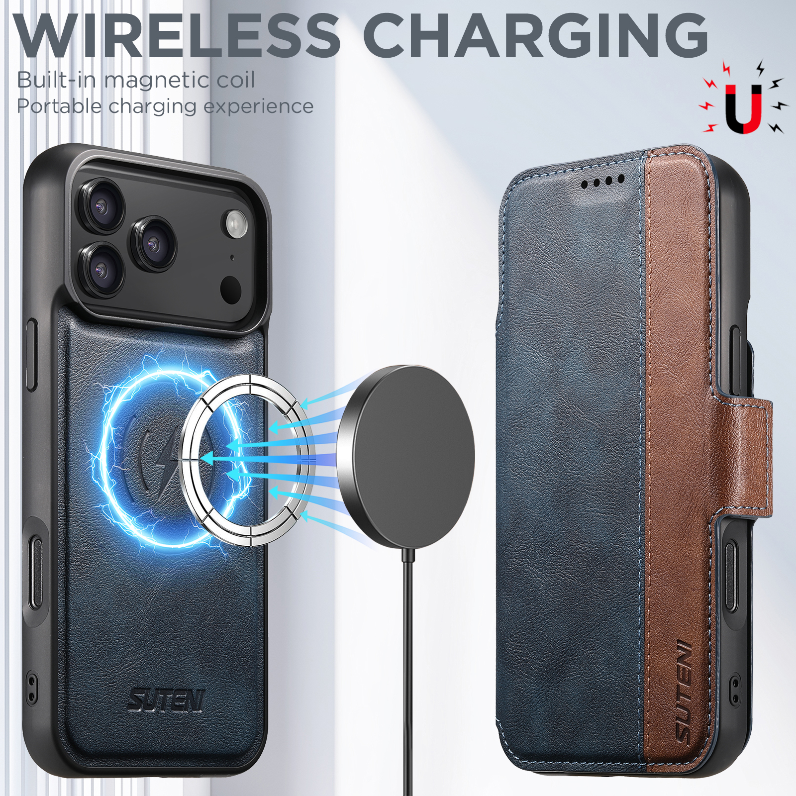 SUTENI Faux Leather Wireless C - Magnetic Charging Stand 评论和价格