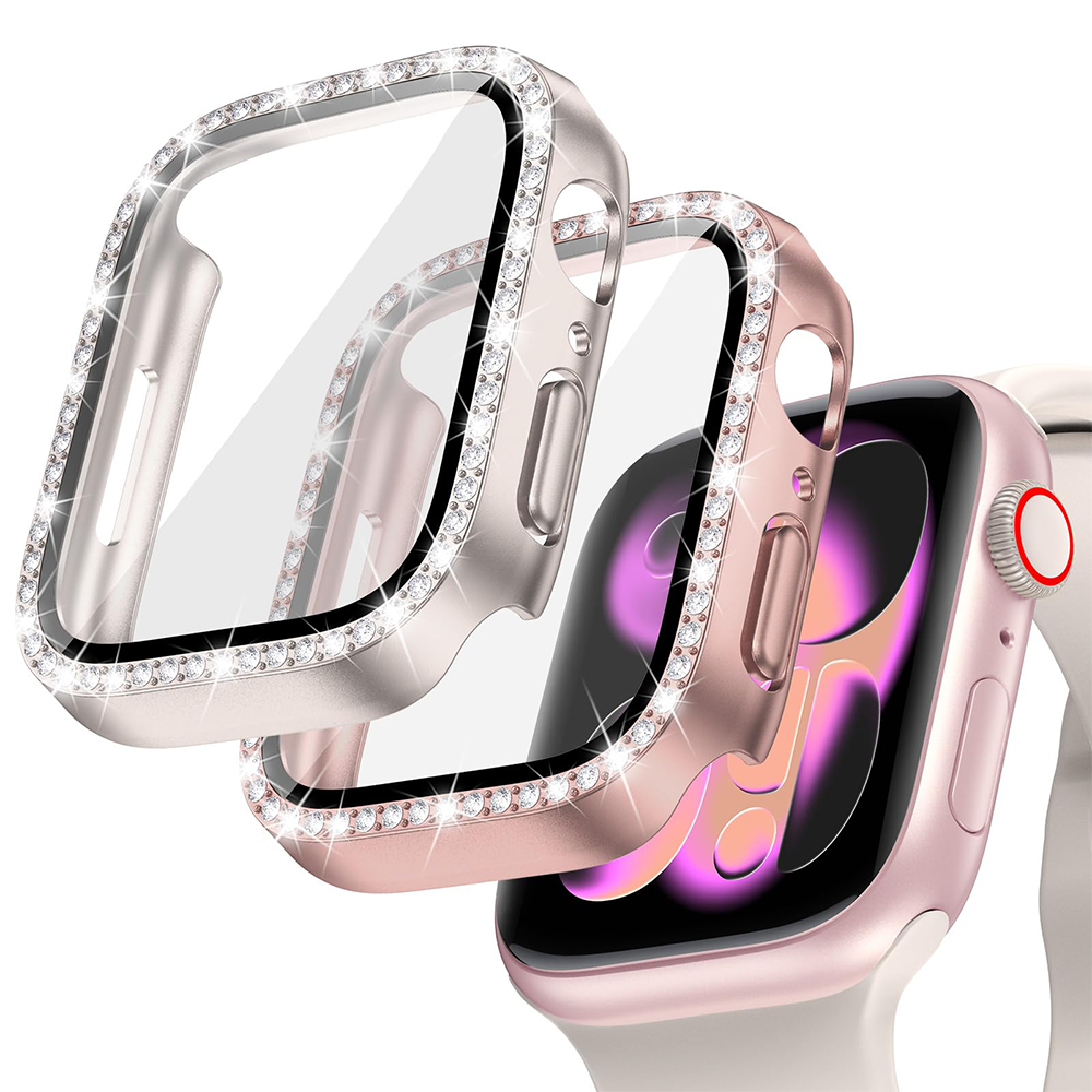 Diamond Case+Glass For Apple w - Smartwatch Band Accessories 评论和价格