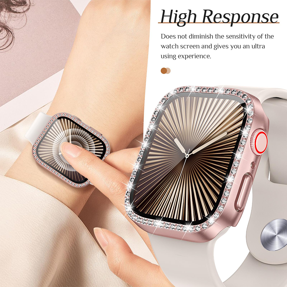 Diamond Case+Glass For Apple w - Smartwatch Band Accessories 评论和价格