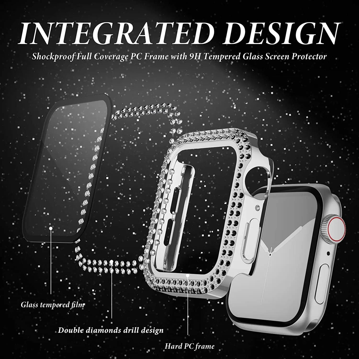 Glass+Diamond Cover For Apple  - Smartwatch Band Accessories 评论和价格