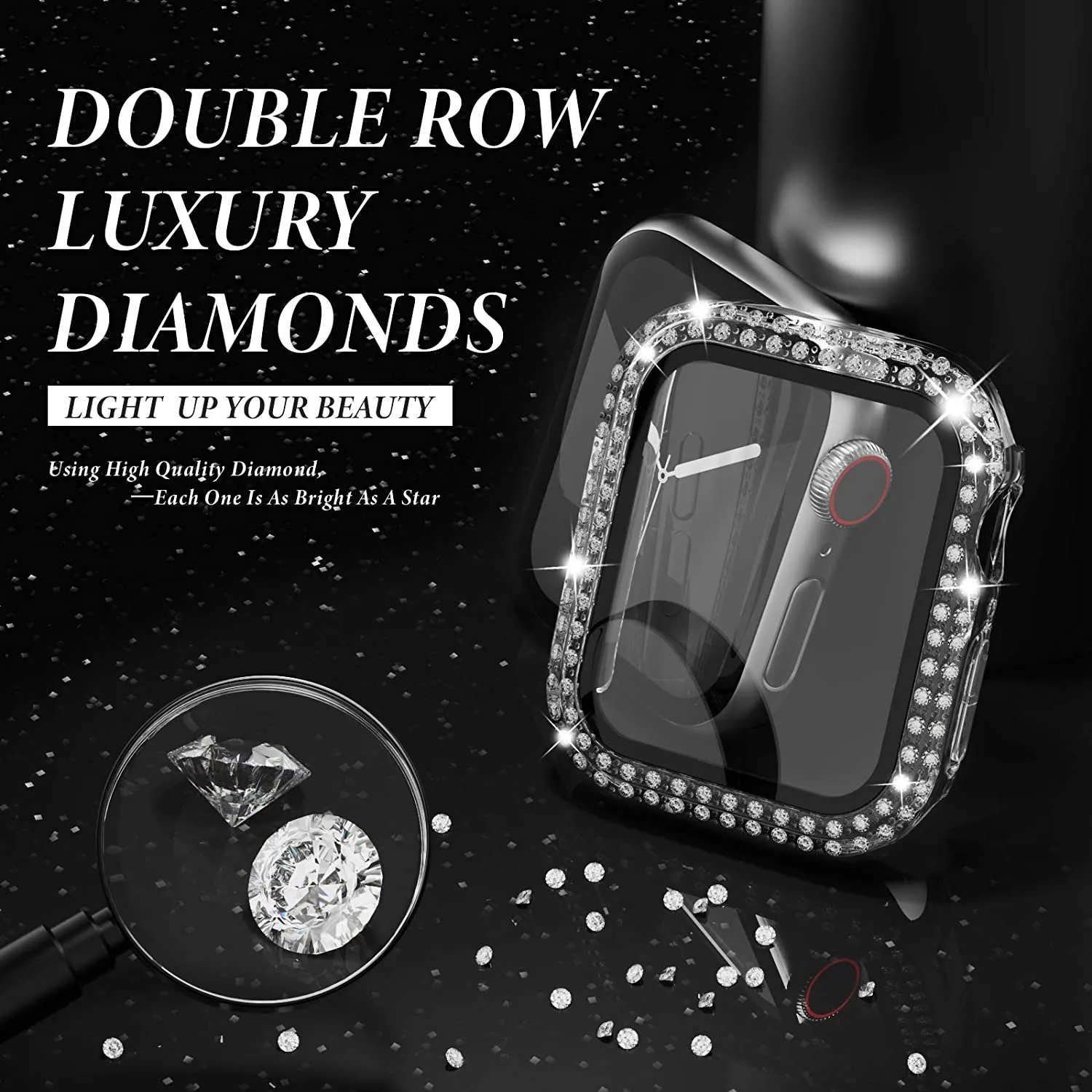 Glass+Diamond Cover For Apple  - Smartwatch Band Accessories 评论和价格
