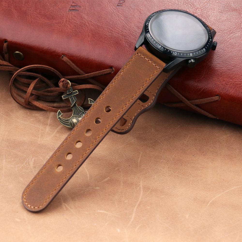 22mm Band Genuine Leather Watc - Smartwatch Accessories Shop 评论和价格