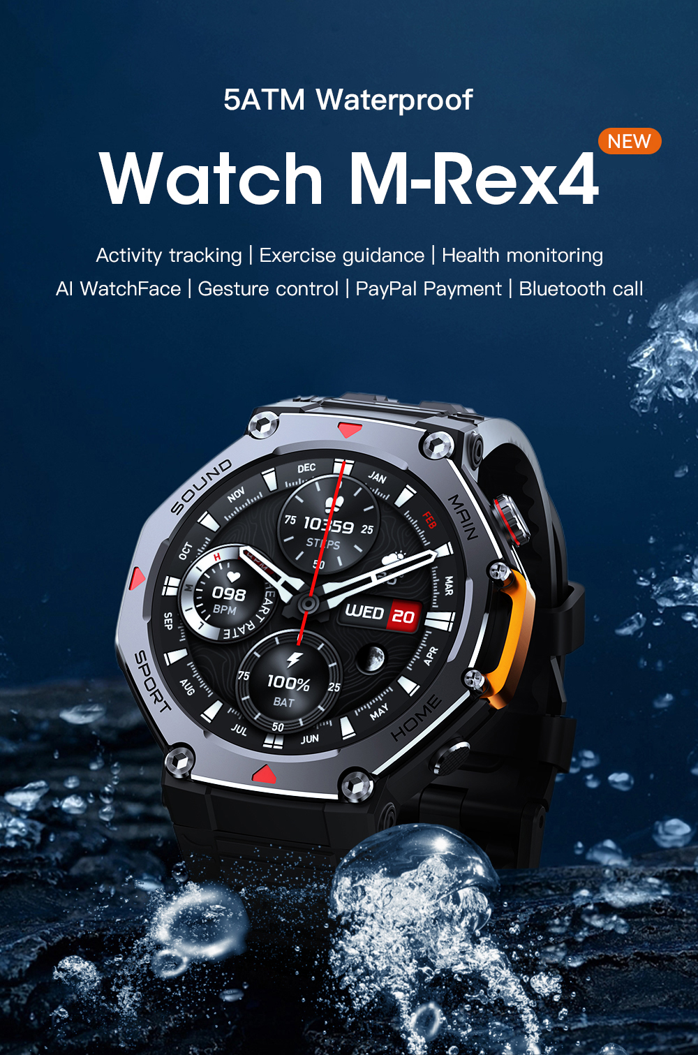 5ATM Waterproof  Smart Watch C - Smartwatch M Active 评论和价格