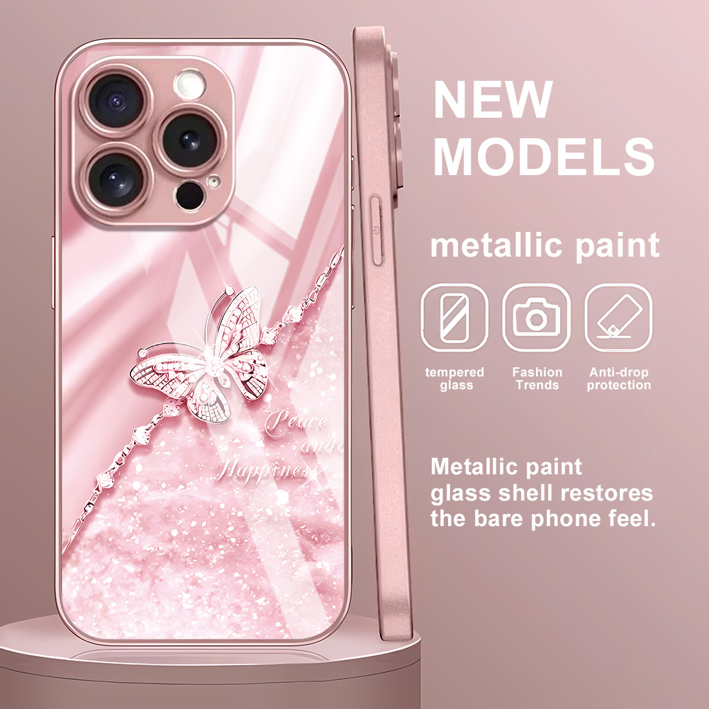 Pink Butterfly Tempered Glass  - Screen Protector Film 评论和价格
